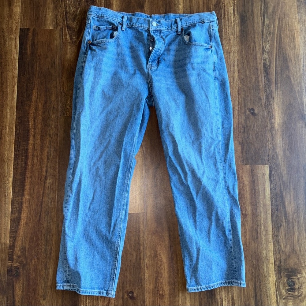 Old Navy Women’s Mid Rise Slouchy Straight Jeans Medium Wash 14 Regular NWOT